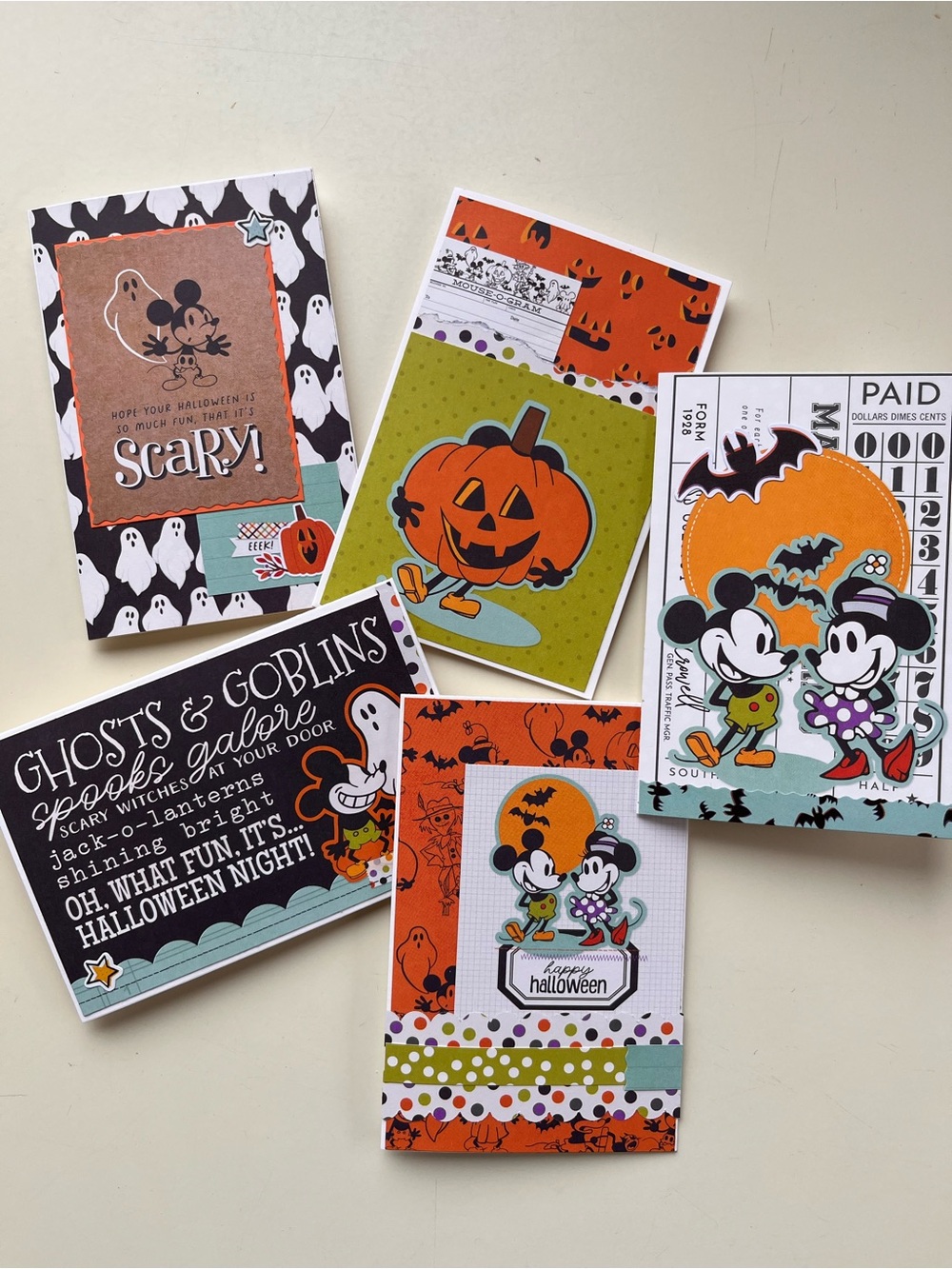 Disney Halloween Blank Cards with Orange & Black Mickey Designs